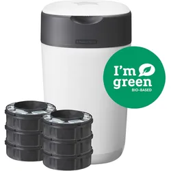 Tommee Tippee Twist & Click Windeleimer inklusive 6er-Pack Nachfüllkassetten, weiss