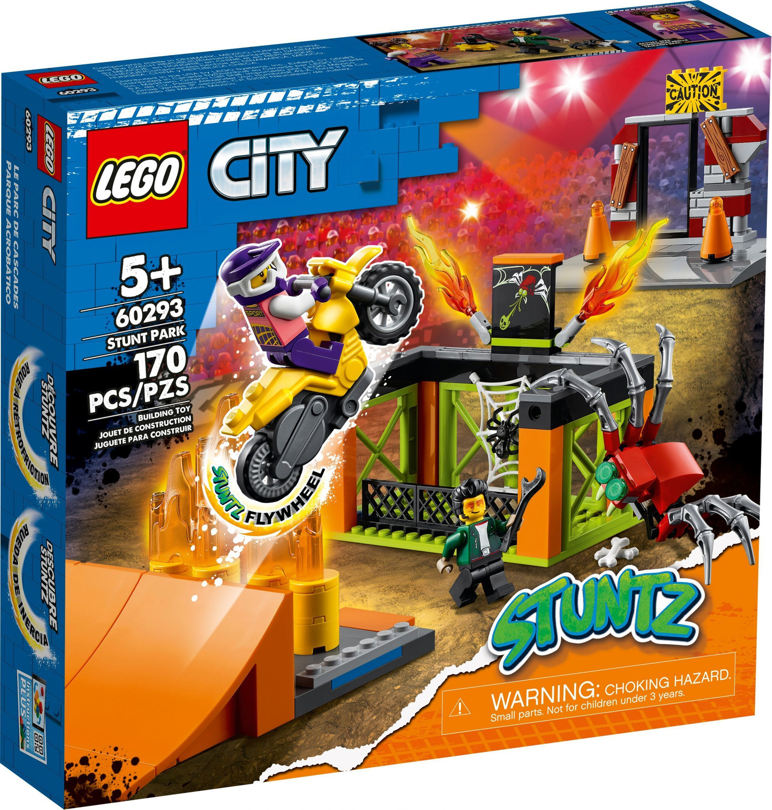 LEGO 60293 City Stunt-Park set met motor, spinnenkooi en minifiguur