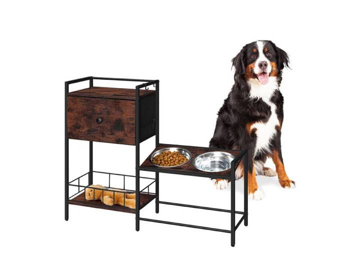 Relaxdays Futterstation Hunde mit Stauraum
