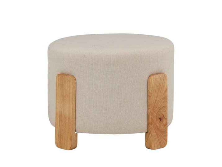 Pouf rond en tissu ø52,5cm - écru