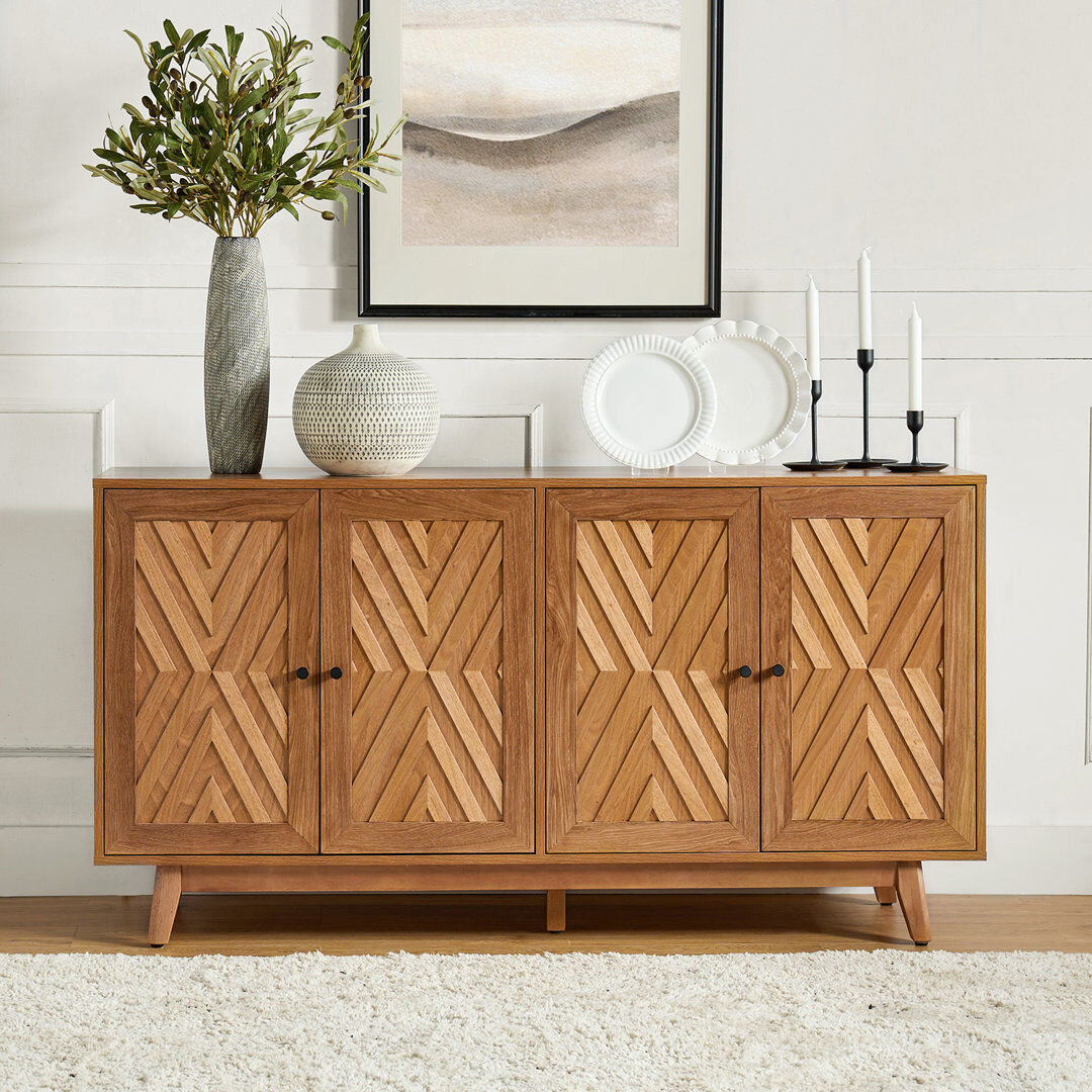 George Oliver Chartier 145CM Wide Sideboard With Adjustable Shelves Walnut 76.2cm H X 144.78cm W X 40.01cm D