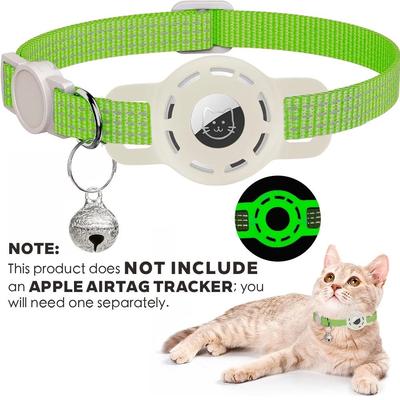 Uplift Picks AirTag Compatible Reflective Cat Collar With Breakaway Bell yellow Green