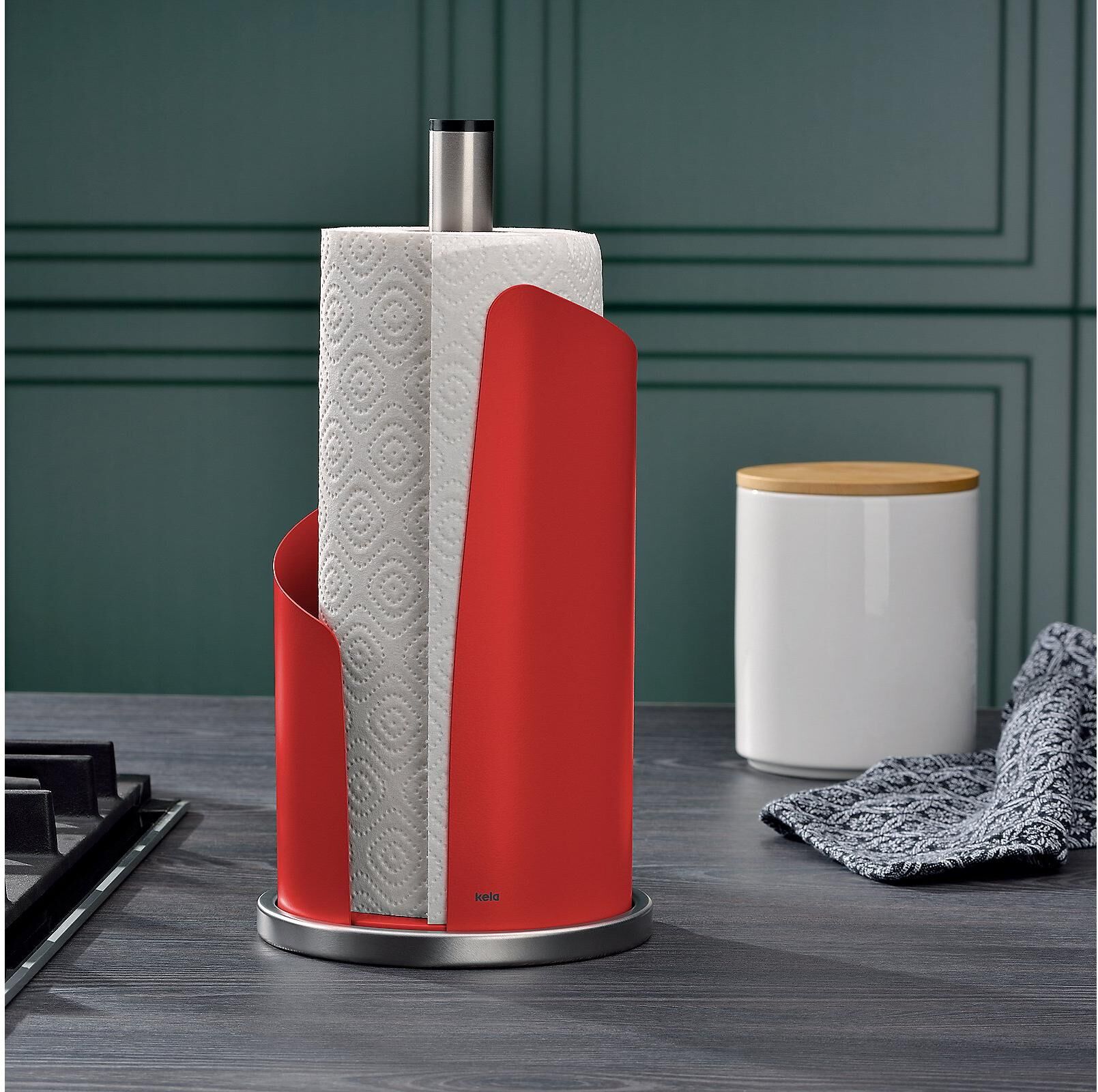 Küchenrollenhalter KELA "Stella", rot, B:15cm H:32cm Ø:15cm, Metall, Küchenrollenhalter, Küchenrollenhalter rot Einheitsgröße