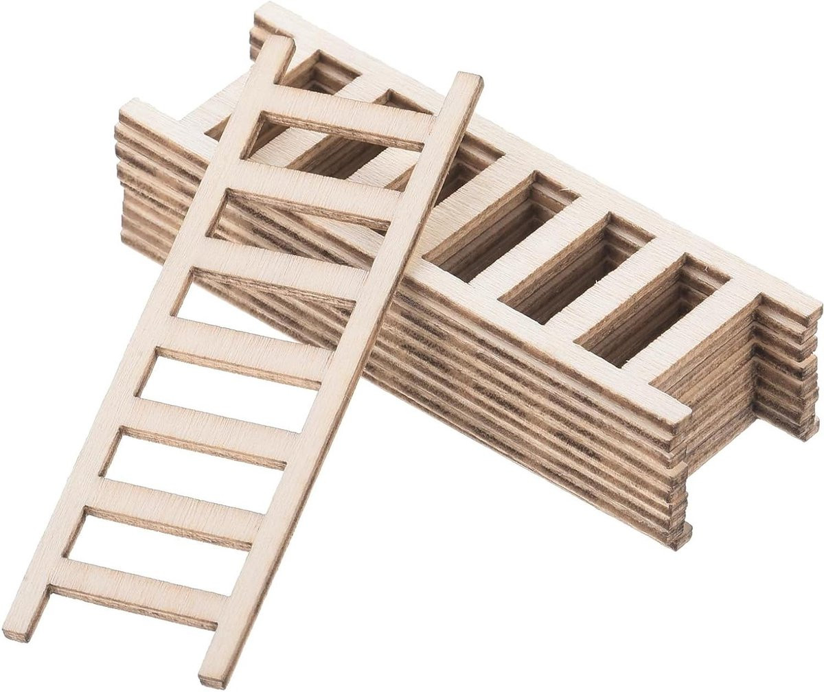 Miniatuur Houten Ladder voor Poppenhuis - Natuurlijk - 6 x 2 cm