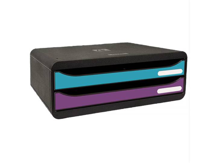 Exacompta Module de classement Toolbox 2 Tiroirs Titane - Assortis