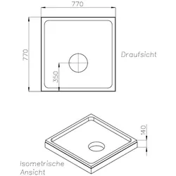 Neuesbad Wannenträger für Villeroy & Boch Squaro Infinity 80x80x4 SD 26054