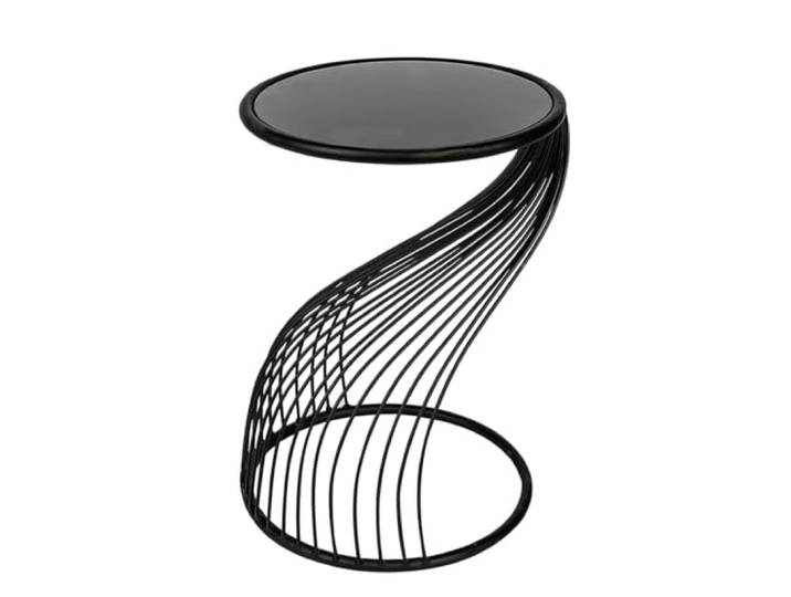 Casablanca Beistelltisch Ray - rund - Glas und Metall - schwarz - Höhe 53cm x Ø 39cm - Couchtisch