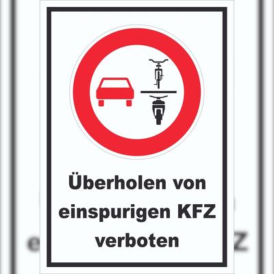 HB-Druck Überholverbot von einspurigen KFZ Schild A0 (841x1189mm)