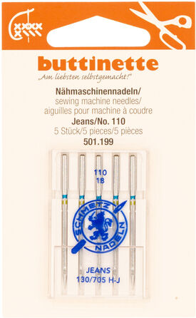 buttinette Nähmaschinennadeln "Jeans", Stärke: 110, Inhalt: 5 Stück