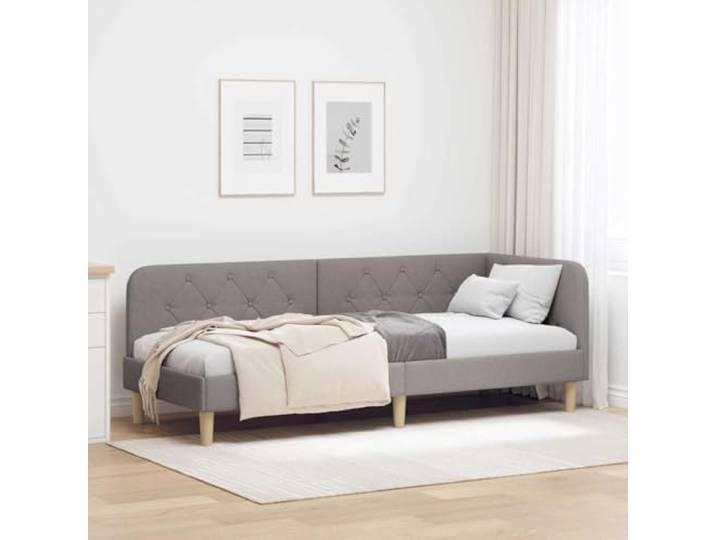 YUOTYRKTEJRSG Stoffbezug L förmig Modernes Tagesbett Taupe 80 x 200 cm Eckbettgestell mit Kopfteil Taupe 80x200 cm Stoff Tagesbett L Form Sofa Bett Lattenrost Schlafzimmer Möbel
