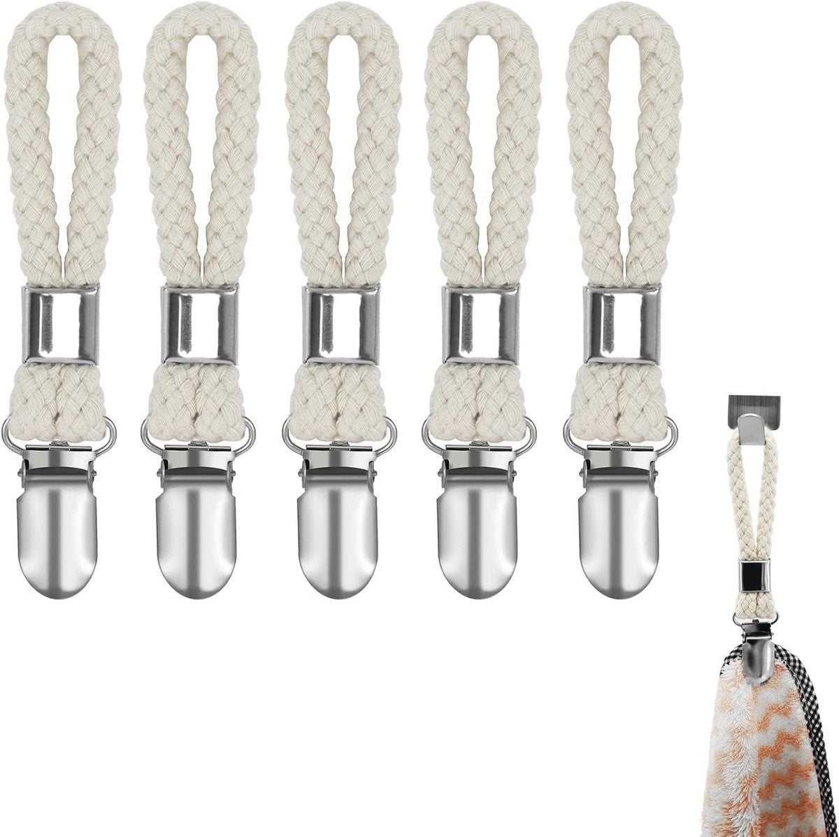 Set van 5 multifunctionele handdoekklemmen voor de keuken en badkamer