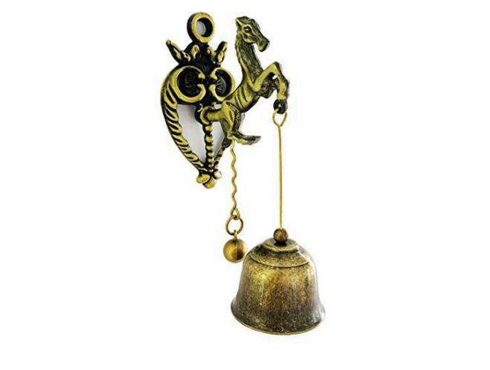 Türklingel Pferde Metall Retro 10,9 cm, Bronzefarben, 4.5x3.6x11 cm, Dekoration, Gartendeko