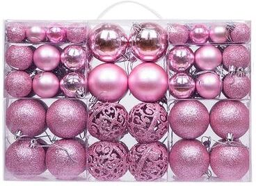 Inspire Essentials 100 Piece Shatterproof Christmas Ball Ornaments Set For Tree Decoration pink