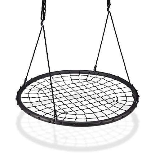 Relaxdays nestschommel met gaas, zwart, Ø 120 cm