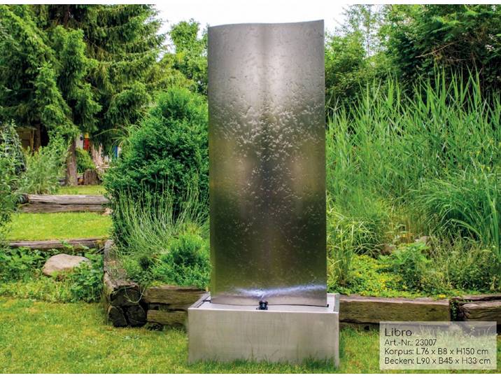 Köhko Gartenbrunnen Libro  mit LED-Beleuchtung Springbrunnen mit Edelstahlbecken 23007