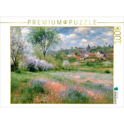 CALVENDO Puzzle Bunte Wiesen mit Blick zum Dorf | 1000 Teile Lege-Größe 64x48cm Foto-Puzzle für glückliche Stunden, von , Calvendo Puzzle