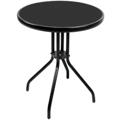 Lex Bistrotisch Balkontisch Gartentisch Terrassentisch Glastisch schwarz ⌀ 60 cm : Schwarz