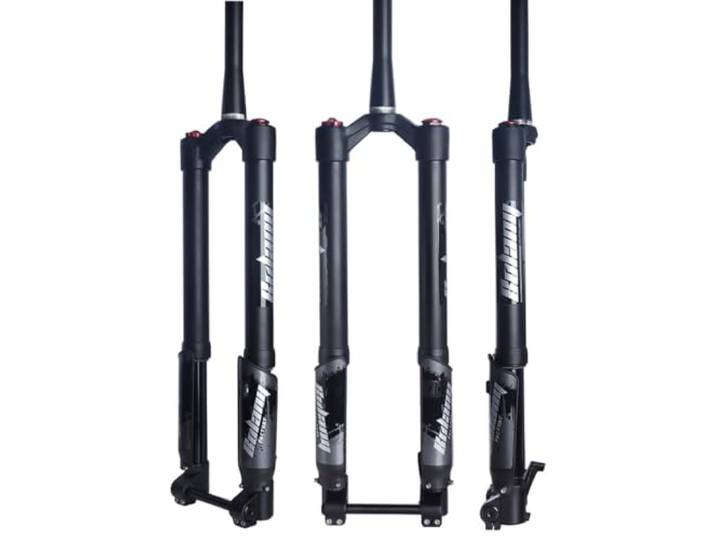 BSFHQS 26 27.5 29 Mountainbike Federgabel 1-1/2 Konisches Upside-Down-Gabel 150mm Federweg Luftfedergabel Downhill Vordergabel Steckachse 15 * 110mm Boost Dämpfungseinstellung(Manual)