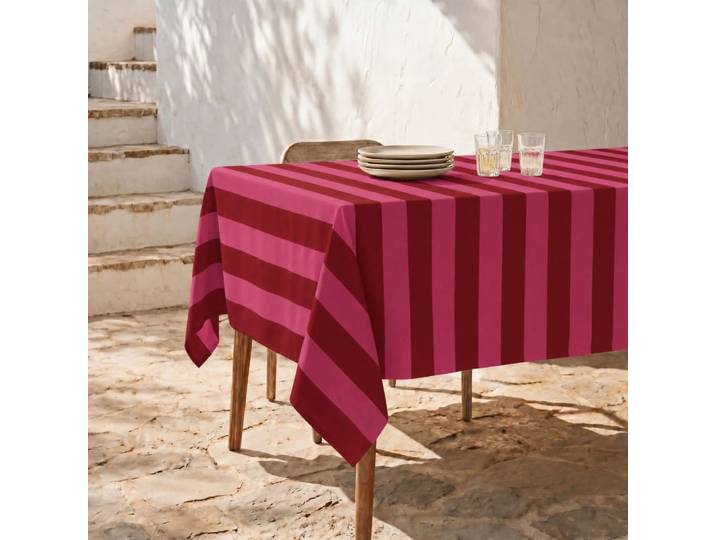 Nappe anti-taches xl 100 % coton rouge et rose 180x300 cm
