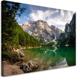 LEINWANDBILD Landschaft Aussicht Berge Wald See Natur 120x80cm