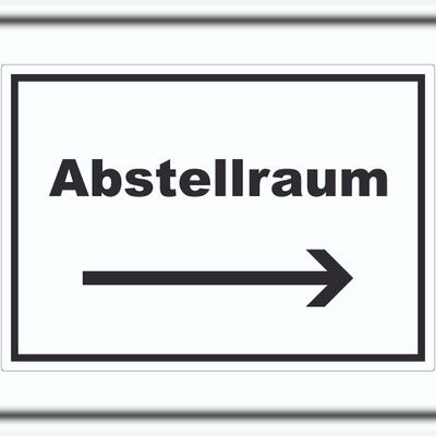 HB-Druck Abstellraum Aufkleber mit Text und Richtungspfeil rechts Lager waagerecht A1 (594x841mm)