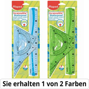 Maped Geometrie-Set Flex Maxi M244304, 4-teilig, Lineal, 2 Zeichendreiecke, Winkelmesser, flexibel