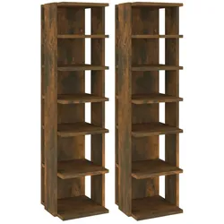vidaXL Schuhregale 2 Stk. Räuchereiche 27,5x27x102 cm Holzwerkstoff