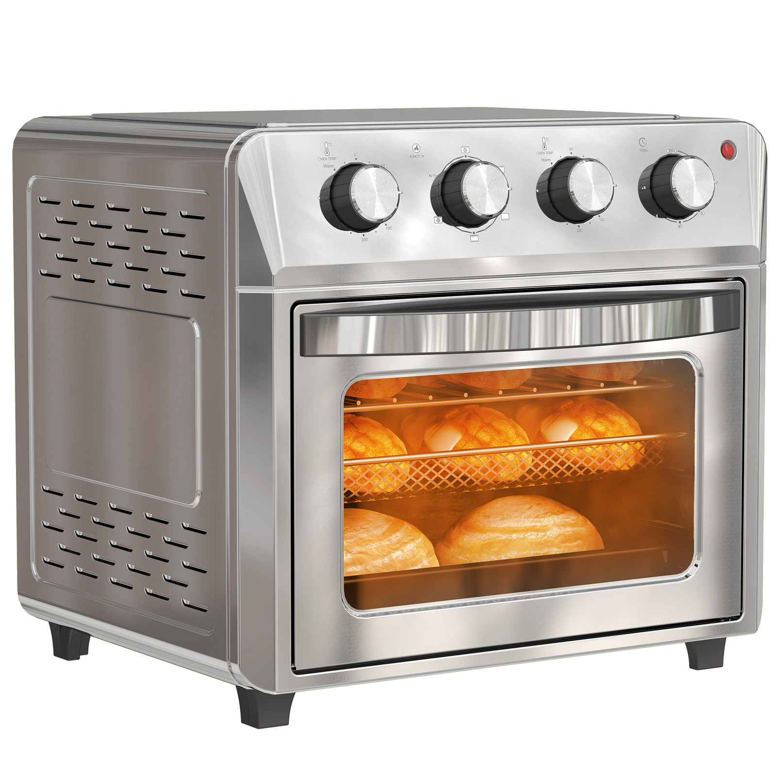 HOMCOM Mini-oven met hetelucht en 6 verwarmingsmodi, 24L, Zilver