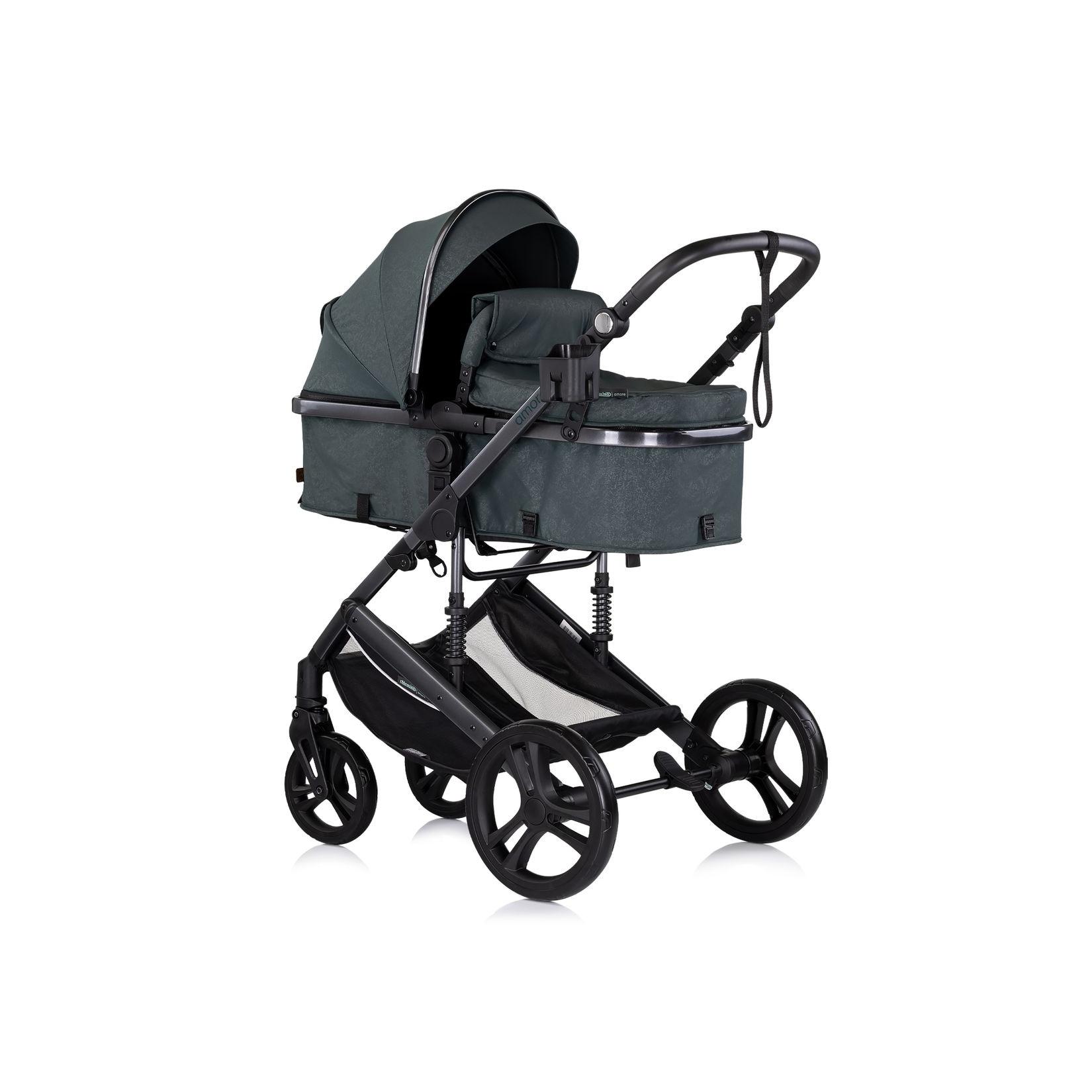 Chipolino Kinderwagen 2 in 1 Amore Getränkehalter Wickeltasche Fußabdeckung Korb tuerkis