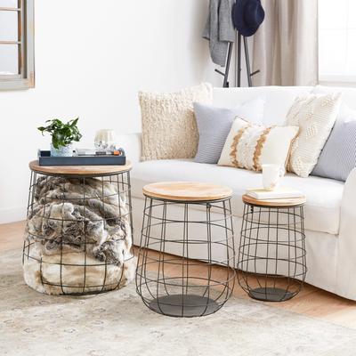 ARCILLA ELEMENTAL Set of 3 Magnificent Metal Wood Baskets