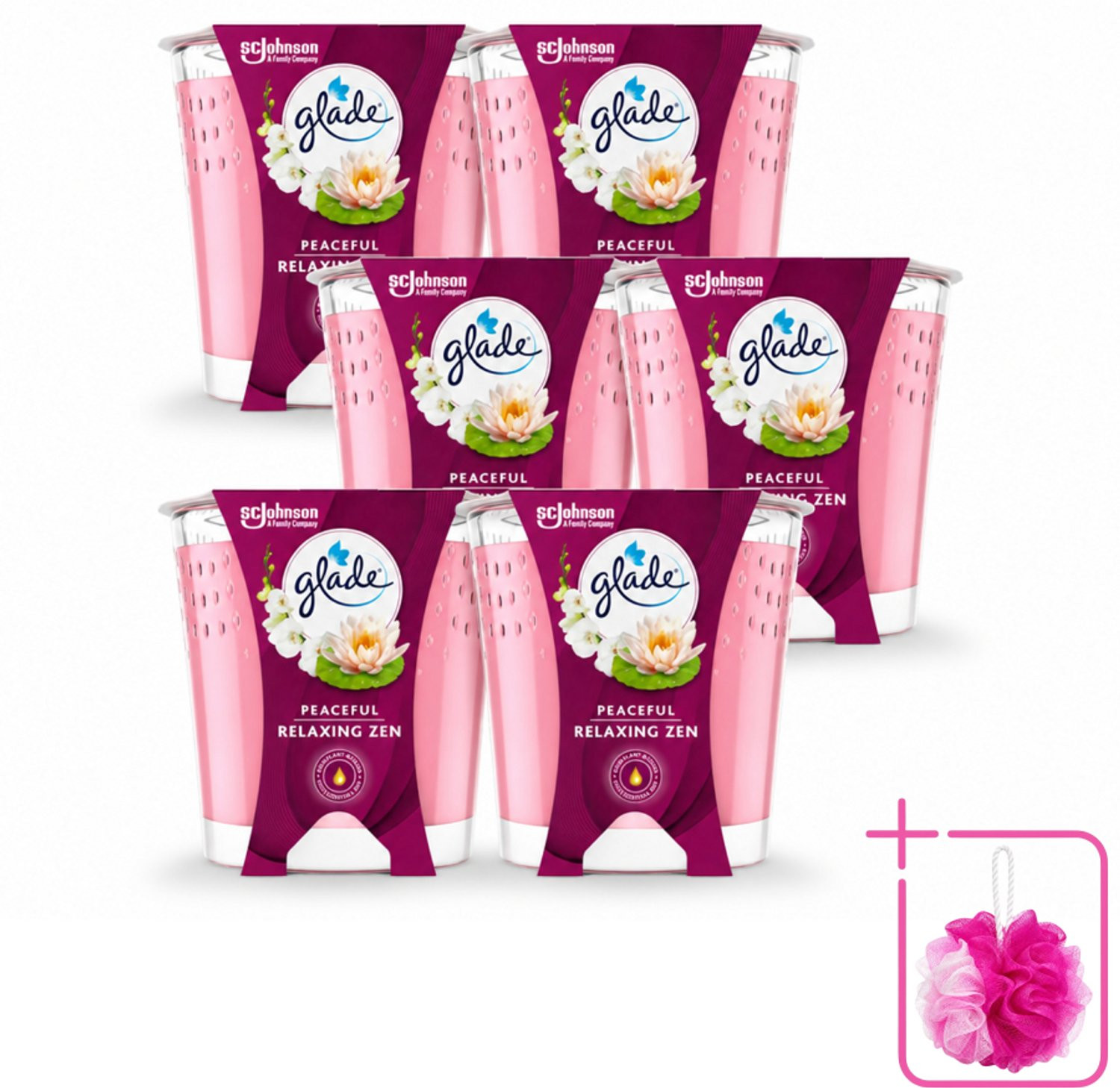 Glade Geurkaars Relaxing Zen 100% Raapzaadwas 112 g - Set van 6 stuks