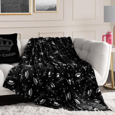 "Juicy Couture Crown Script 50"" x 70"" Plush Throw"