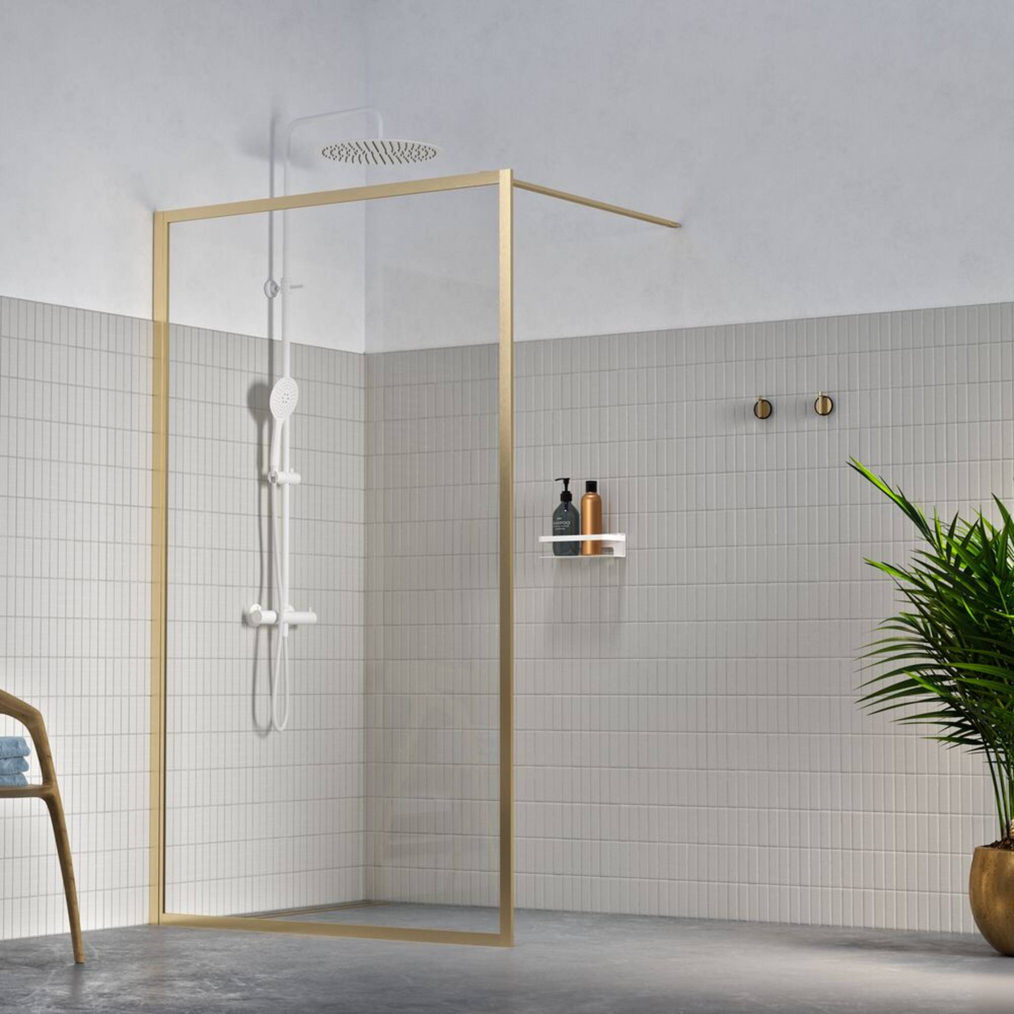 Sealskin Contour Walk-in-Dusche inkl. Antikalk 120x200cm Gebürstetes Gold