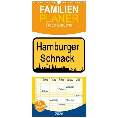 Familienplaner 2026 - Hamburger Schnack mit 5 Spalten (Wandkalender, 21 x 45 cm) CALVENDO