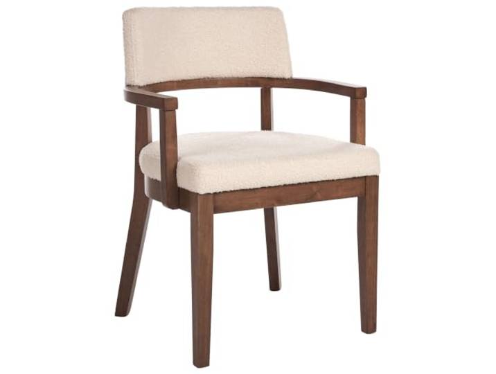 Beliani Esszimmerstuhl 2er Set gepolstert Bouclé braun/beige mit Armlehnen Holzbeinen Dalbo