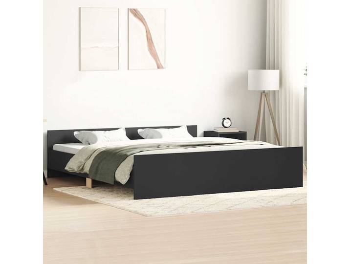 vidaXL Bettgestell mit Kopf- und Fußteil Schwarz 200x200 cm