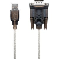 USB 2.0 Adapterkabel, USB-A Stecker > Seriell RS-232 Stecker transparent, 1,5 Meter