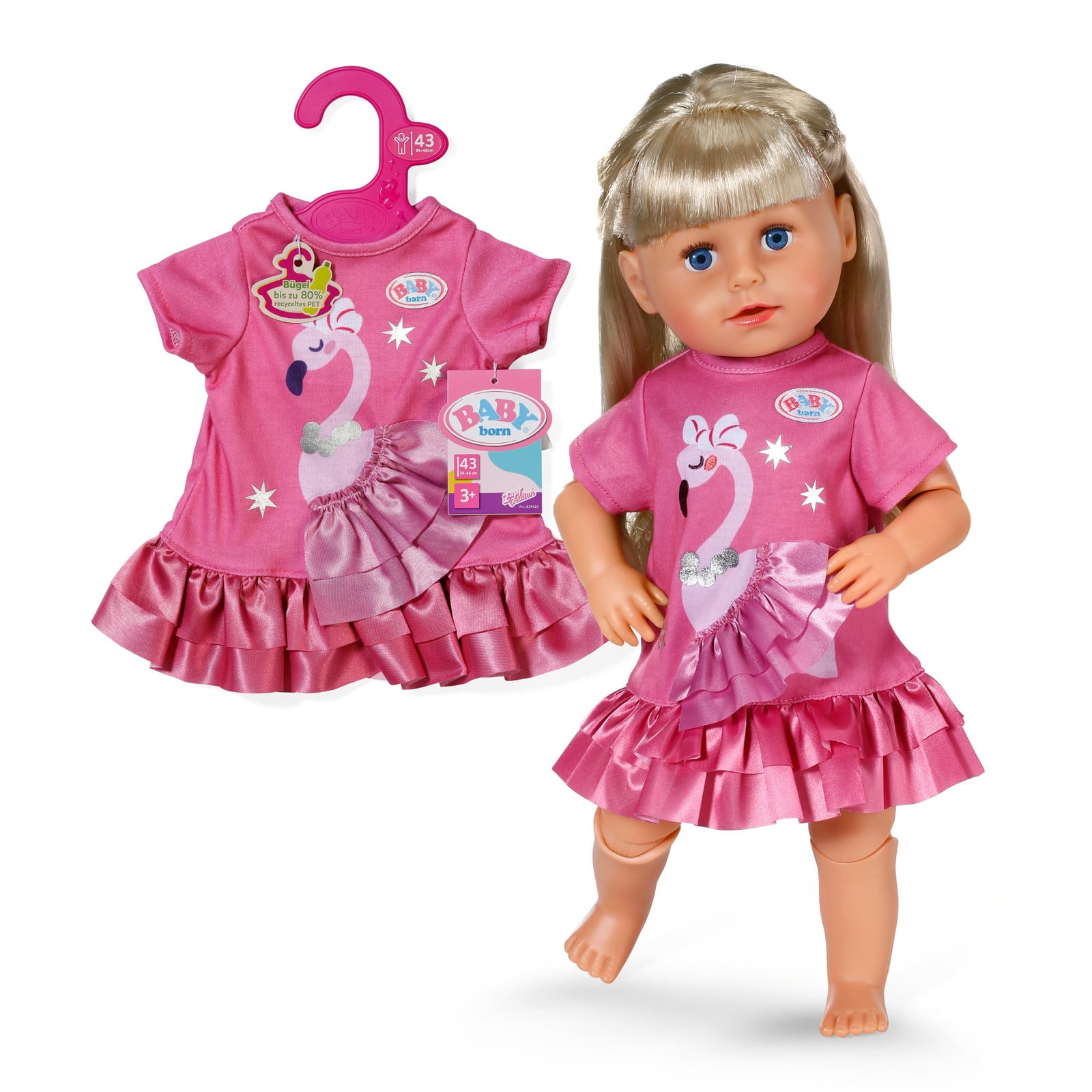 BABY born jurk flamingo 43 cm