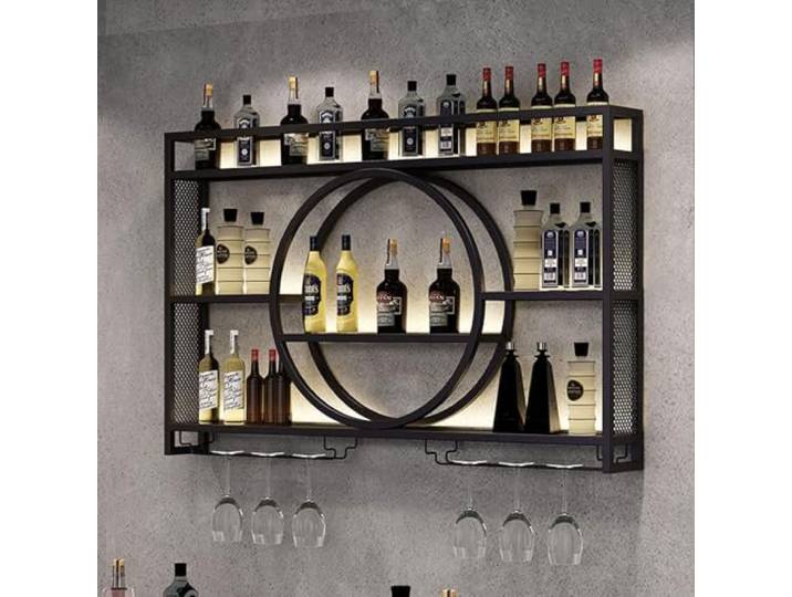 Industrielles Wand-Weinregal, 3-lagiger Eisenrahmen, verwendet für Weinanzeige in der Innendekoration, Bars, Restaurants und Küchen, Schwarz, 120*15*80cm