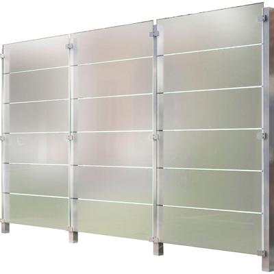 Zaun STAKET PRO, silber (silberfarben), Pfosten: 4 Stk., Edelstahl, Glas, Zaunelemente, Glaszaun, Gesamtlänge: 3,32 m, 4 Pfosten