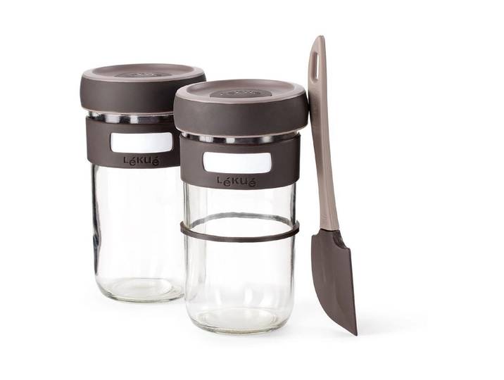 Vorratsglas Lékué 0.7 l, Glas, 2 Stück , braun, Lebensmittelaufbewahrungsbehälter, Vorratsglas