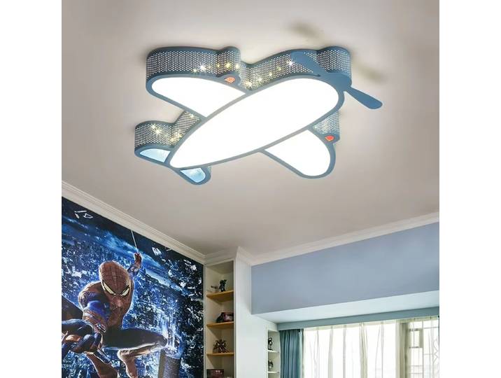 Lampe de plafond moderne en forme d'avion pour chambre d'enfant, éclairage LED bleu et blanc, dessin animé, pour chambre de garçon et de fille