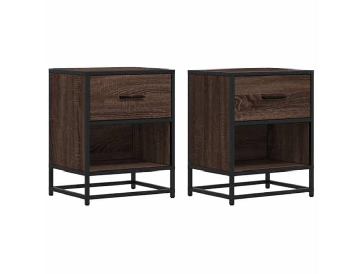 Fisinber Nachttisch 2er Set Braun Eichen-Optik 40x31x50 cm Holzwerkstoff Kompakte Beistelltische fürs Schlafzimmer mit Schublade und offenem Fach. Zeitloses Design für stilvolles Wohnen.