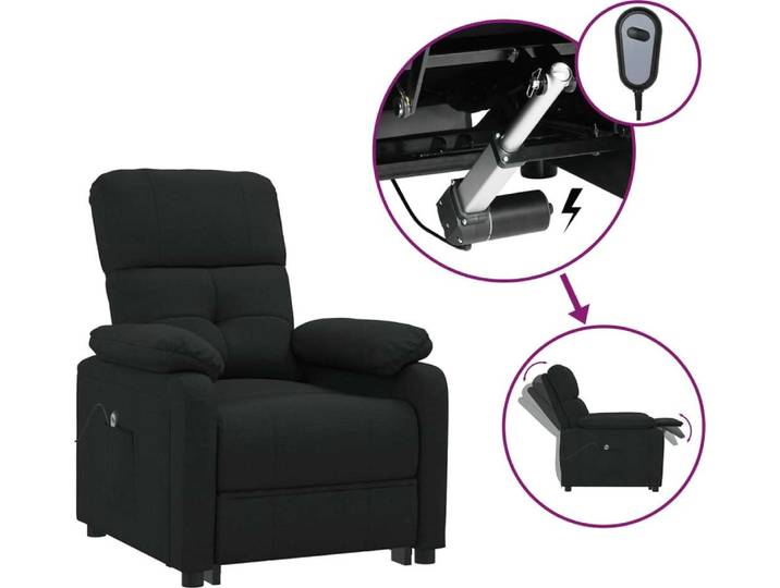 vidaXL Fauteuil relax électrique noir tissu