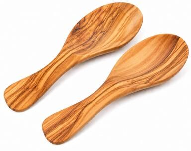 9-Inch Solid Olive Wood Salad Server Set of 2 – Handcrafted Wooden Serving Spoons