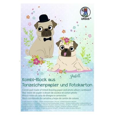 Kombi-Block Tonzeichenpapier und Fotokarton 'Pastell', 23 x 33 cm