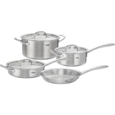 Topf-Set FISSLER "Fissler M5 Pro-Ply, Edelstahl-Topfset (7-teilig)", silber (silberfarben), Töpfe, 7-teiliges Premium Kochgeschirr mit Pro-Ply™ Technologie