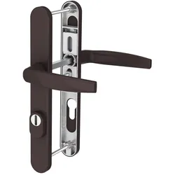 MS Beschläge Langschild Schmalrahmengarnitur 92mm Braun Drücker/Drücker 39-54mm Kernziehschutz