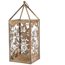 MARELIDA Laterne Wildrose Windlicht Kerzenhalter Metall Blumenmotiv H: 55cm
