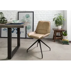 Stuhl Echtleder 49x56x83 beige IRON LABEL #610